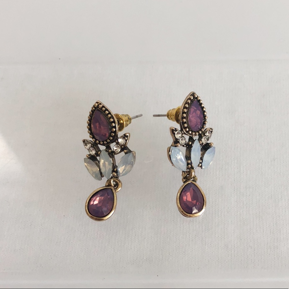 Faceted Purple & Blue Dangle Earrings